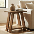 Solid Wood End Table With Storage Shelf For Living Room