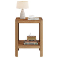 Solid Wood End Table Rustic Side Table With Open Storage Shelf