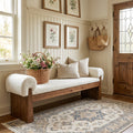 Solid Wood End Of Bed Bench With Removable Cushion 55 Inch Hallyway Entryway Shoe Bench Indoor Window Bench