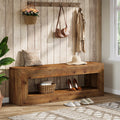 Solid Wood Entryway Bench With Storage Shelf For Entrance