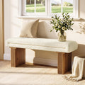 Solid Wood Entryway Bench 47 Inch Upholstered Storage Bench For Entryway Bedroom White Brown