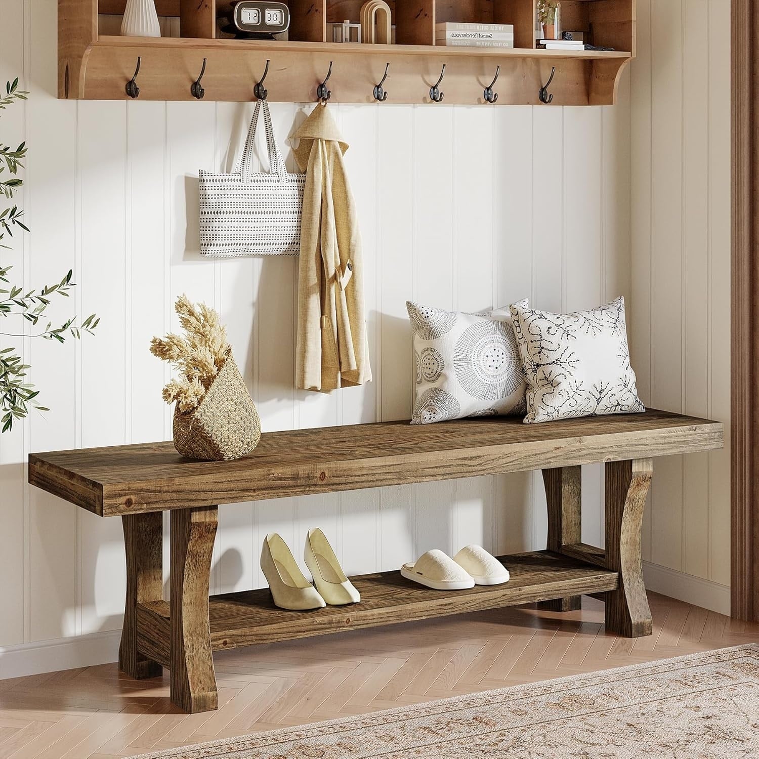 Solid Wood Entryway Bench 55 End Of Bed Bench Dining Bench
