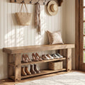 Solid Wood Entryway Bench 55 End Of Bed Bench With Shoe Storage Shelves Shoe Bench For Entryway Hallway Bedroom Mudroom