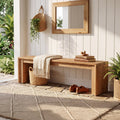 Solid Wood Entryway Bench 63 Inch Long End Of Bed Bench Dining Bench For 2 3 People
