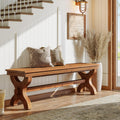 Solid Wood Entryway Bench Farmhouse Dining Bench Hallway Accent Seat Bench For Living Room Bedroom