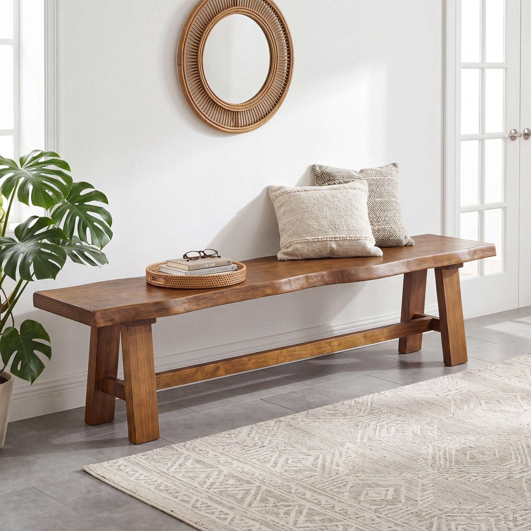 Solid Wood Entryway Bench Live Edge 63