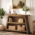 Solid Wood Entryway Console Table With Storage Shelves Small Sofa Table For Hallway Living Room Foyer Entrance