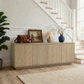 Solid Wood Fluted Doors 4 Door Storage Cabinet Tv Stand