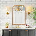 Solid Wood Frame Rounded Corner Decorative Mirror Natural
