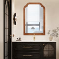 Solid Wood Frame Rounded Corner Decorative Mirror Antique Brown