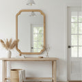 Solid Wood Frame Rounded Corner Decorative Mirror Natural