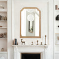 Solid Wood Frame Rounded Corner Decorative Mirror Natural