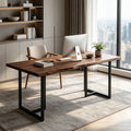 Solid Wood Home Office Desk 63 Writing Desk With Edge Heavy Duty Industrial Desk Large Computer Workstation
