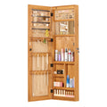 Solid Wood Jewelry Armoire Organizer Cabinet With Full Length Mirror 47.5X14.3 In Wall Mounted Lockable With Led Light