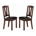Solid Wood Leather Seat Side Chair Brown Set Of 2