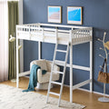 Solid Wood Loft Bed Twin Size With Usb Charging Station Led White