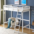Solid Wood Loft Bed With Usb Charging Station Led With Flat Rungs No Box Spring Needed
