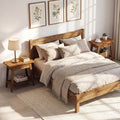 Solid Wood Nightstand 2 Tier Narrow Bedside Table Set Of 2