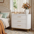 Solid Wood Nightstand With 3 Drawers Mid Century Modern Nightstands For Bedroom