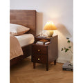 Solid Wood Nightstand With Two Drawers And Pull Out Panel Storage Bedside Table And Sofa Side Table
