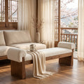Solid Wood Ottoman Bench 55 Rectangular Upholstered Footrest Padded End Of Bed Bench For Bedroom Living Room Entryway