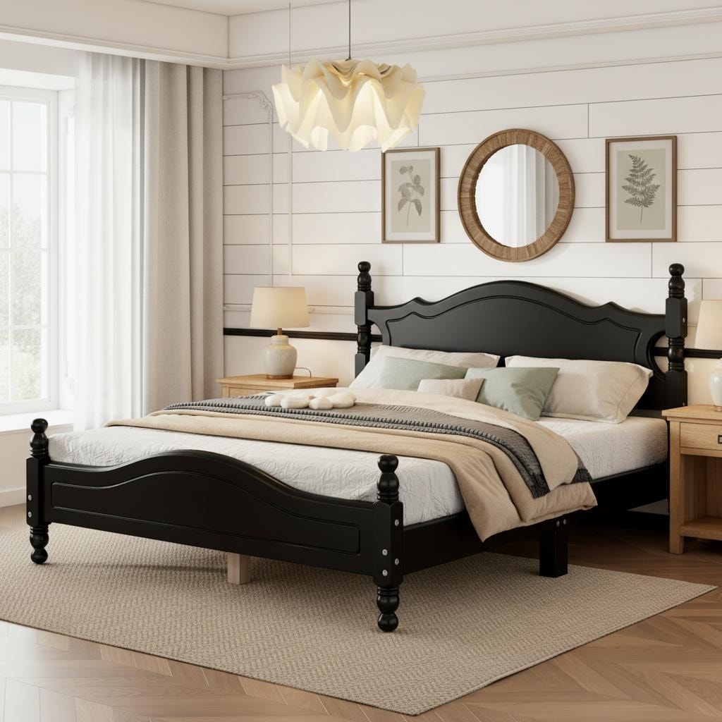 Solid Wood Platform Bed Frame By Harper Bright Designs