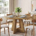 Solid Wood Round Dining Table 47 Farmhouse Kitchen Table For 4 6 Wooden Circle Dinner Table 47.24 L X 47.24 W X 29.53 H