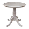 Solid Wood Round Pedestal Table In Washed Gray Taupe