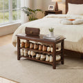 Solid Wood Shoe Bench 2 Tier Entryway Shoe Rack Bench Wooden Shoe Organizer With Storage Shelves Seat Shoe Bench For Hallway