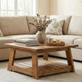 Solid Wood Square Coffee Table For Living Room 31.5 Farmhouse Center Table