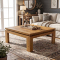 Solid Wood Square Coffee Table 39.4 Farmhouse Cocktail Center Table For Living Room 39.4 L X 39.4 W X 18.1 H