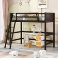 Solid Wood Twin Size Loft Bed With Ladder Sturdy Frame For Small Spaces