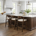 Maven Lane Harbor Solid Wood Upholstered Counter Stool Single
