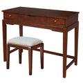 Solid Wood Vanity Table With Vanity Bench Espresso Finish