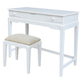 Solid Wood Vanity Table With Vanity Bench Snow White Finish
