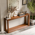 Solid Wood Veneer Console Table 60 Inch Wide Sofa Table With Ample Storage For Entryway Organization