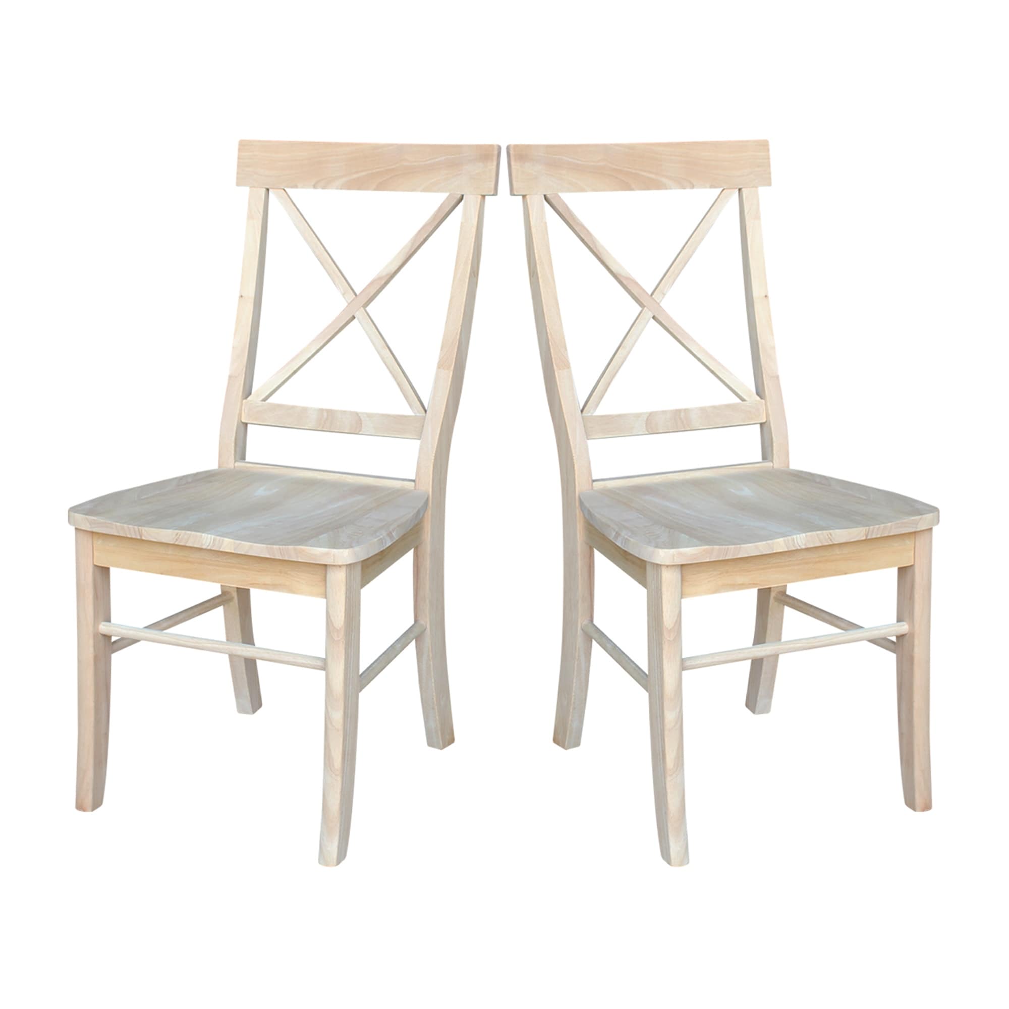International Concepts Unfinished Solid Parawood X Back Dining Chairs Set Of 2