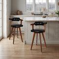 Solid Wood And Faux Leather Swivel Barstool Set Of 2