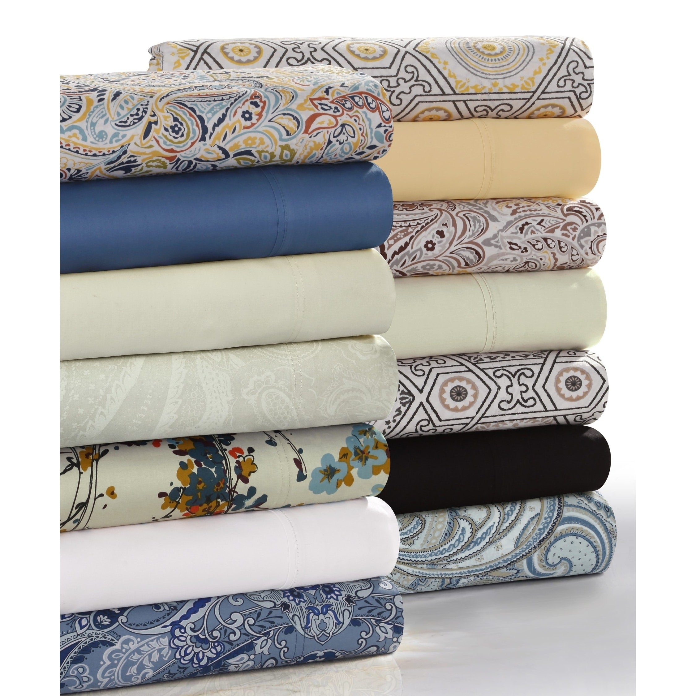 Solid Or Printed 300 Thread Count Cotton Sateen Deep Pocket Sheet Set