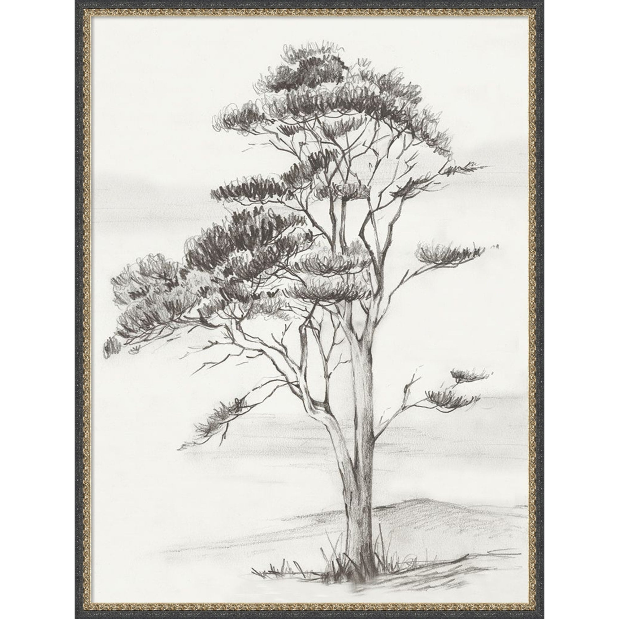 Solitary Tree In Gentle Breeze I By Luna Mavis Framed Mounted Canvas Wall Art Print