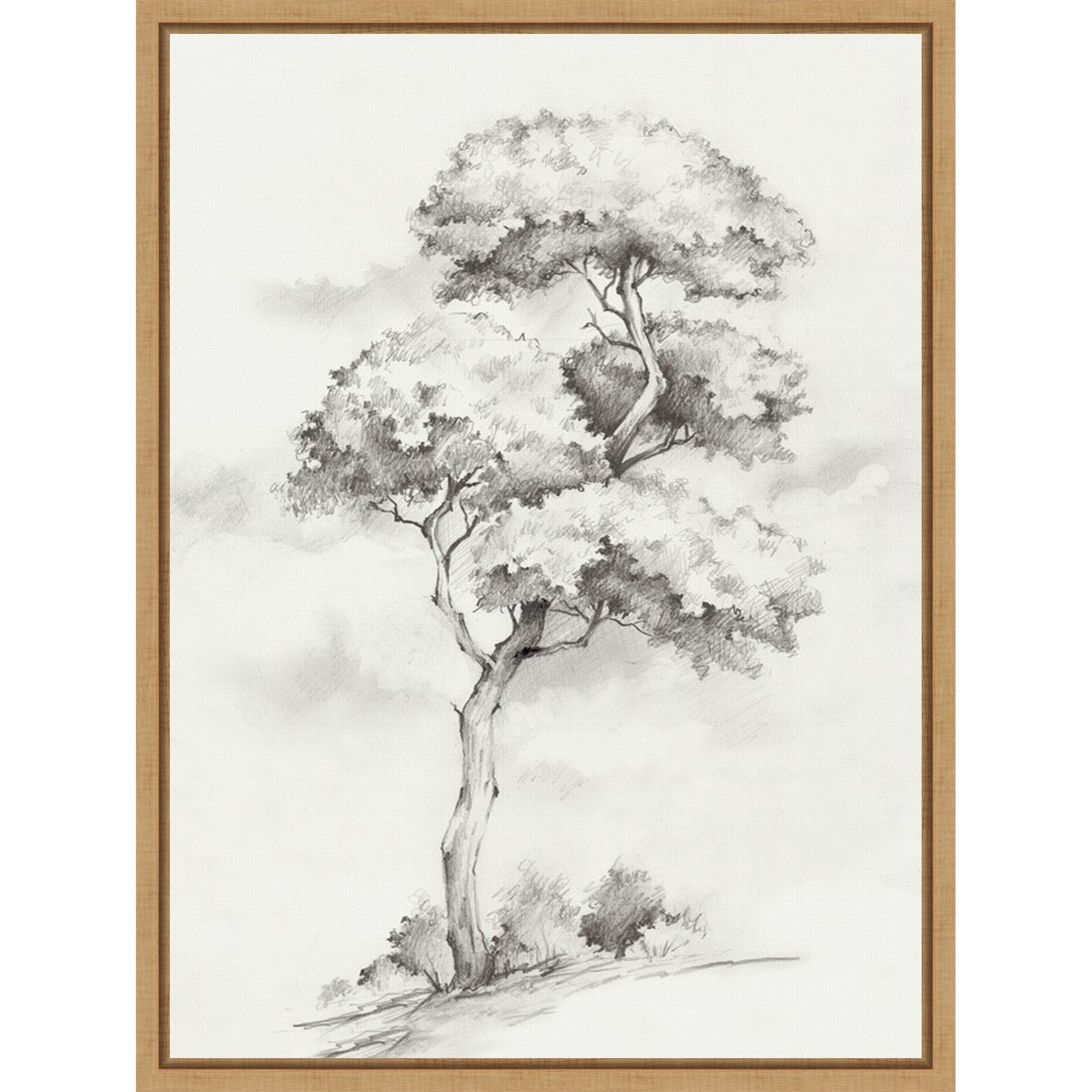 Solitary Tree In Gentle Breeze Ii By Luna Mavis Framed Canvas Wall Art