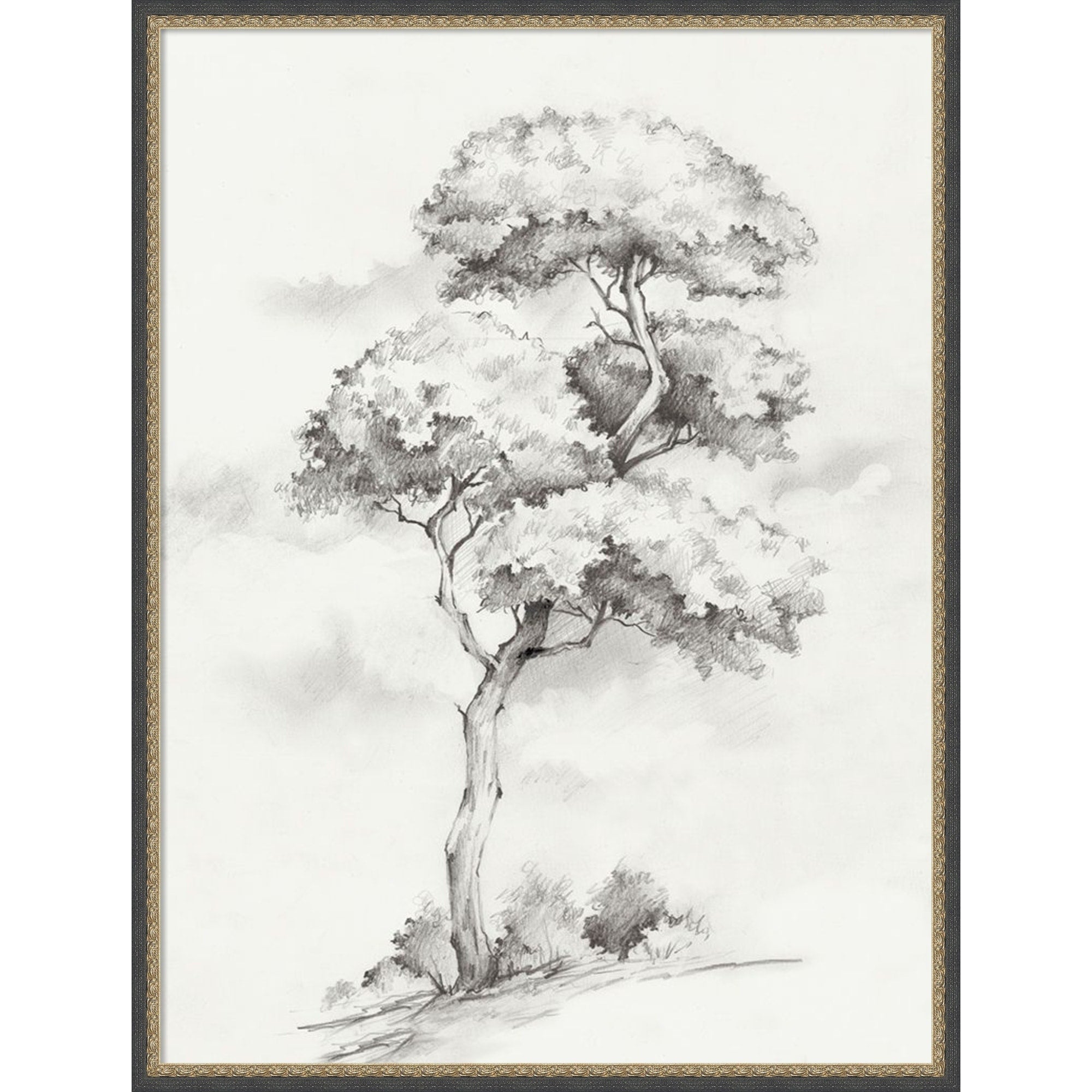 Solitary Tree In Gentle Breeze Ii By Luna Mavis Framed Mounted Canvas Wall Art Print
