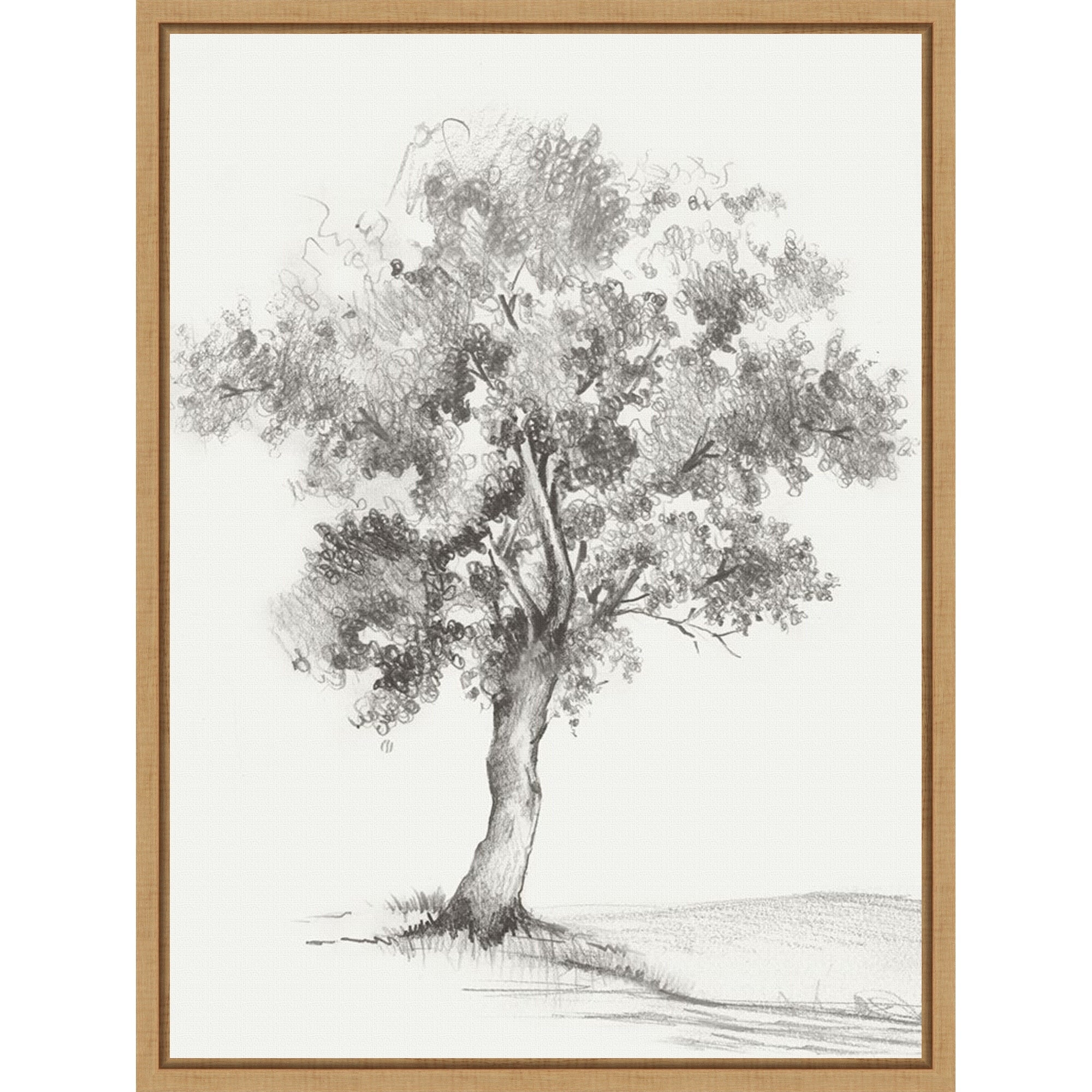 Solitary Tree In Gentle Breeze Iii By Luna Mavis Framed Canvas Wall Art