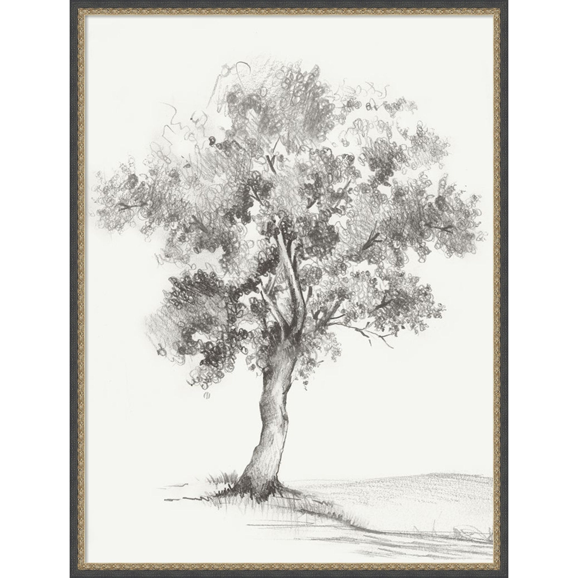 Solitary Tree In Gentle Breeze Iii By Luna Mavis Framed Mounted Canvas Wall Art Print