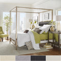 Solivita Champagne Gold Metal Canopy Bed With Horizontal Panel Headboard By Inspire Q Bold