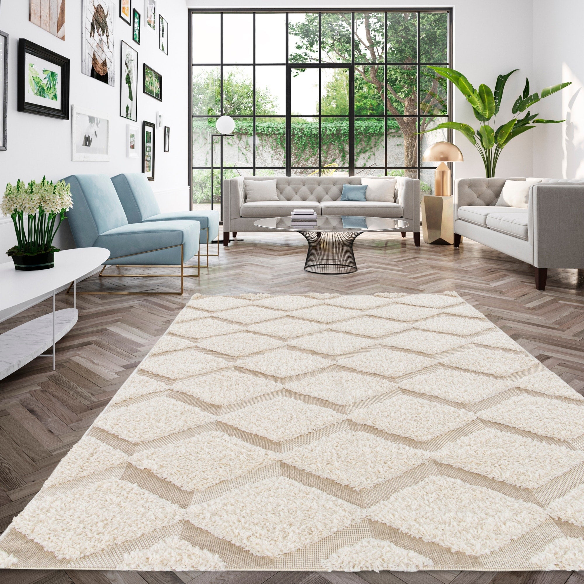Soller Geometric Shag Area Rug
