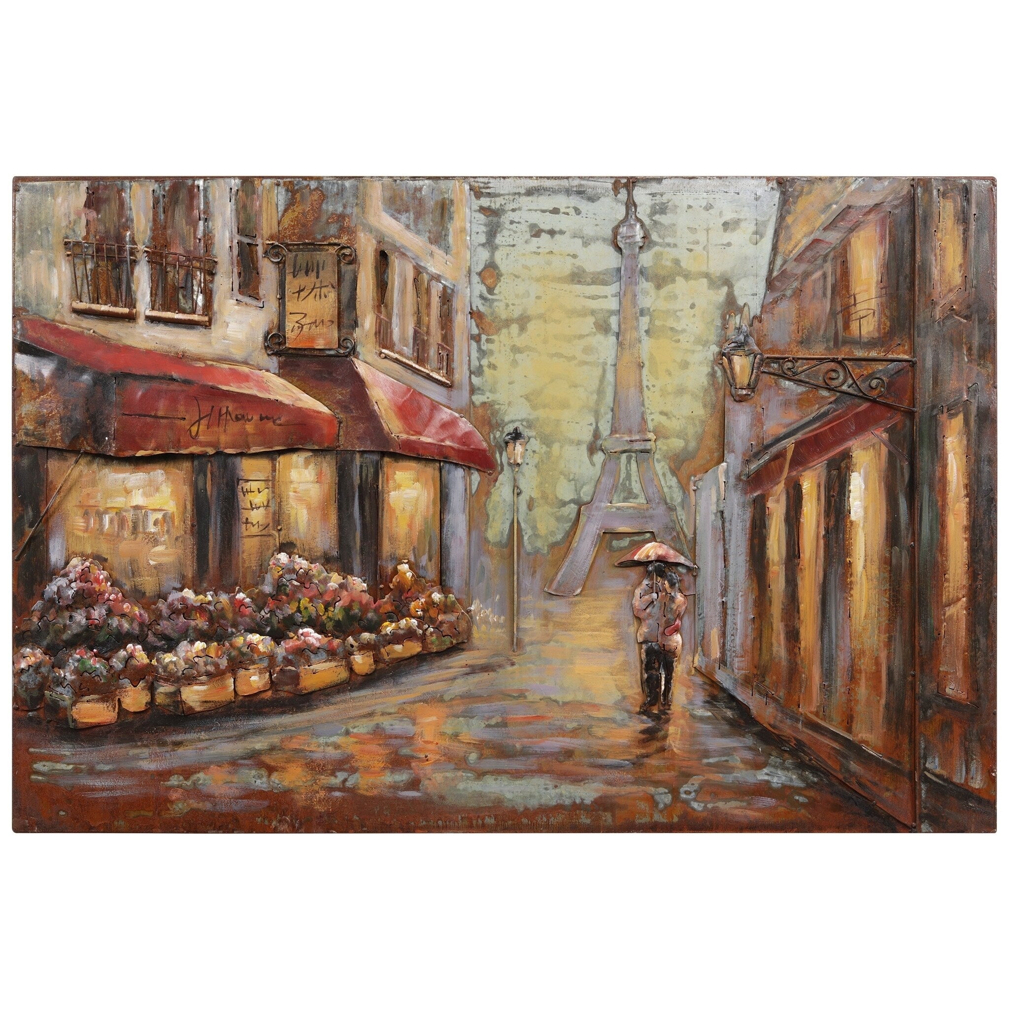 Solo In Paris Mixed Media Iron Hand Painted Dimensional Wall Art