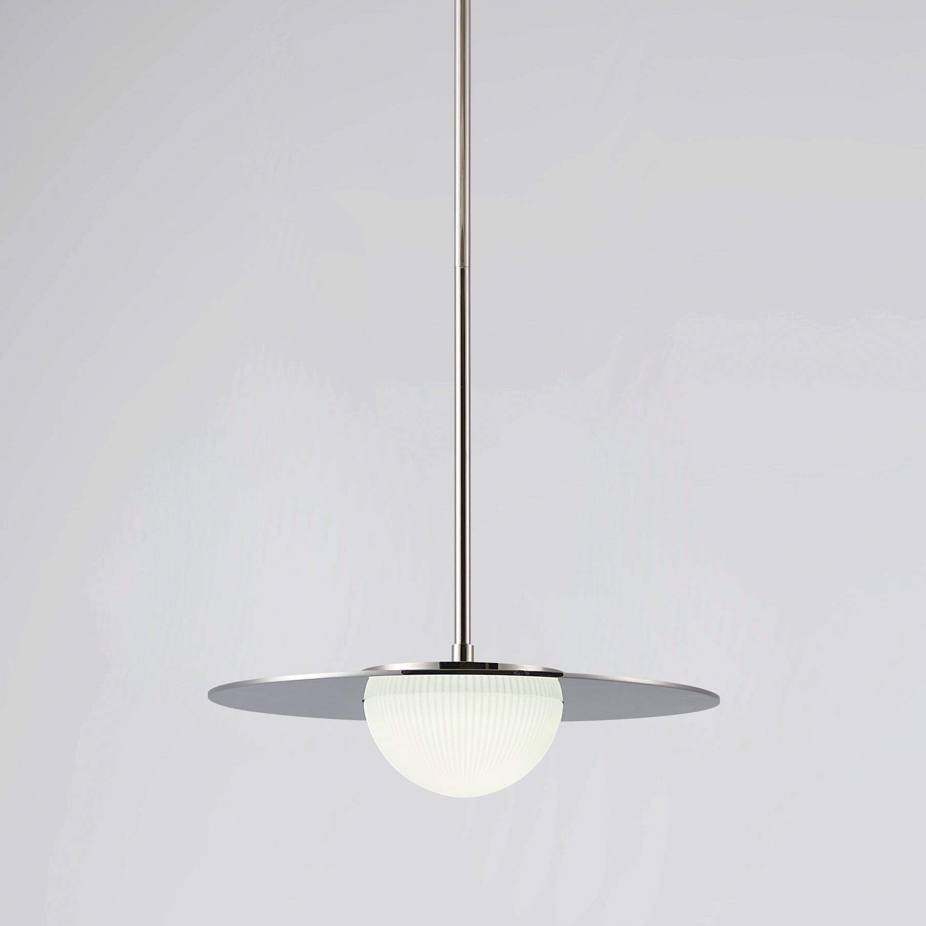 Solstice 16 Inch Polished Nickel 5Cct Led Convertible Pendant With Opal Ribbed Glass Shade