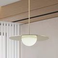 Solstice 22 Inch Polished Brass 5Cct Led Convertible Pendant With Opal Ribbed Glass Shade