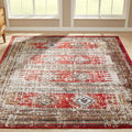 Porch Den Quinault Distressed Red Stripe And Diamond Area Rug